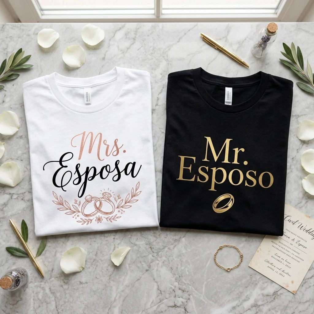 Polos Dúo Pareja Recién Casados - Matrimonio Civil Just Married (Mr. & Mrs.) - Principal